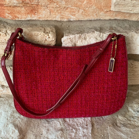 Coach Handbags - Vintage Coach wool and tweed leather bag